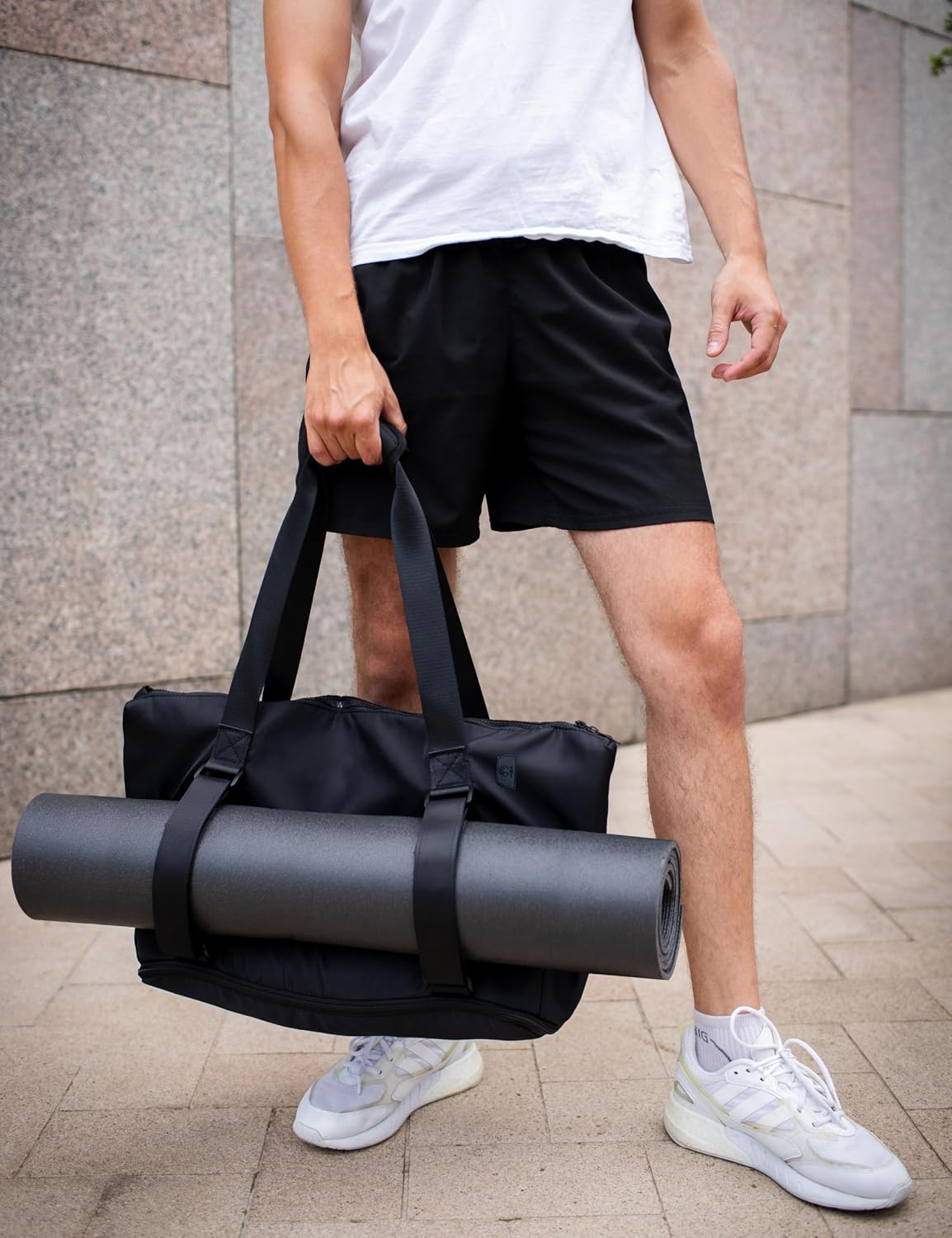 Yoga Mat Carrier: Extendable, Built-In Mat Straps & Laptop Pocket. Carry All Yoga Gym Work Accessories. Large Yoga Gym Tote Bag for Women & Men