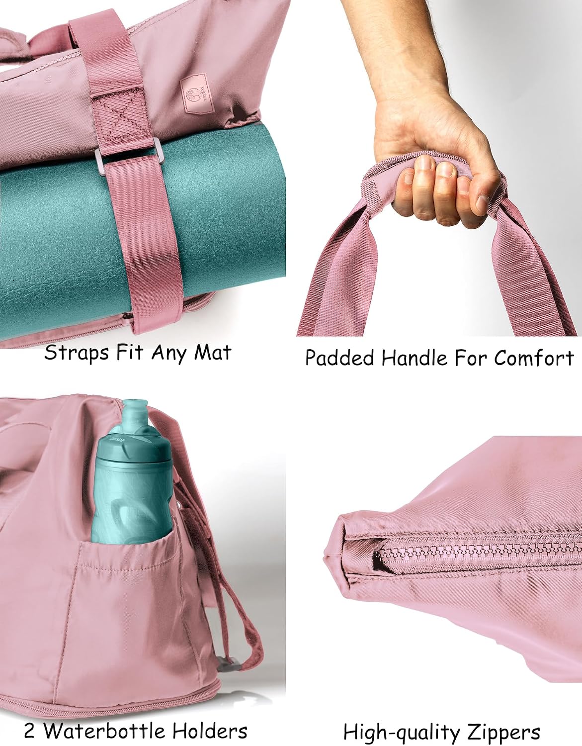 Yoga Mat Carrier: Extendable, Built-In Mat Straps & Laptop Pocket. Carry All Yoga Gym Work Accessories. Large Yoga Gym Tote Bag for Women & Men