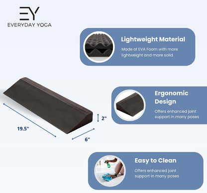 EVA Foam Yoga Wedge Support Block, 19.5 x 6 x 2 In - Black