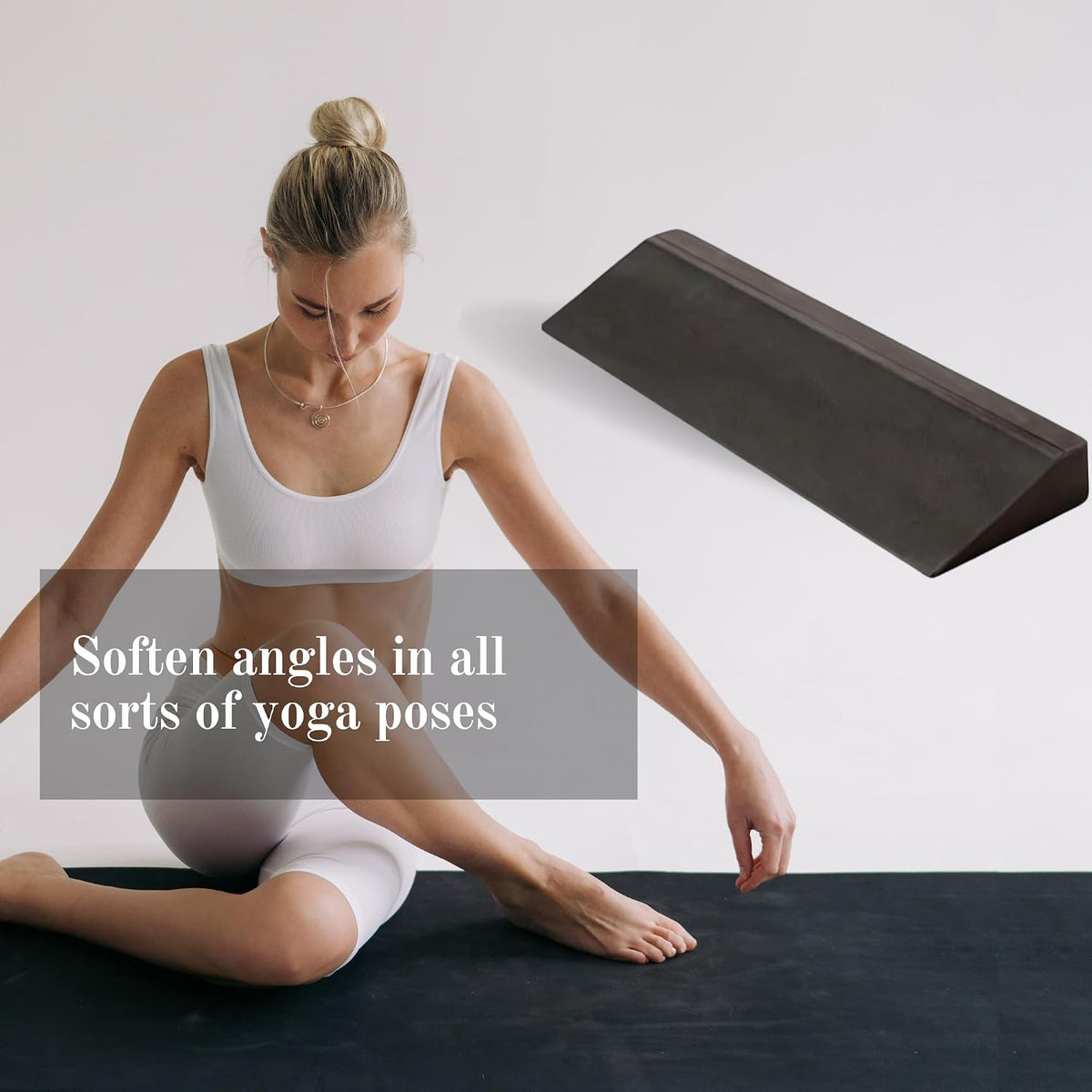 EVA Foam Yoga Wedge Support Block, 19.5 x 6 x 2 In - Black