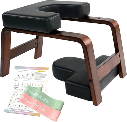 Yoga Inversion Bench- Headstand Bench for Home & Gym, Relieve Stress, Strengthen Core, Improve Sleep & Digestion(Two Resistance Bands For Free)