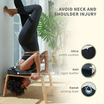 Yoga Inversion Bench- Headstand Bench for Home & Gym, Relieve Stress, Strengthen Core, Improve Sleep & Digestion(Two Resistance Bands For Free)