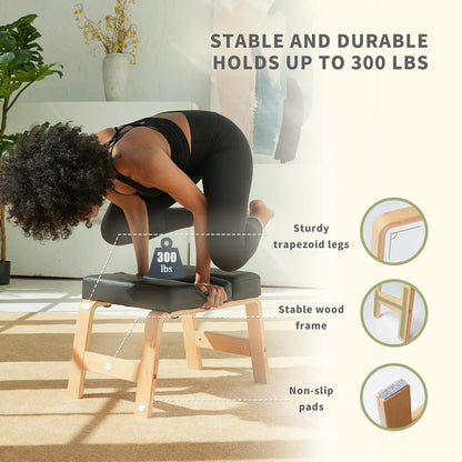 Yoga Inversion Bench- Headstand Bench for Home & Gym, Relieve Stress, Strengthen Core, Improve Sleep & Digestion(Two Resistance Bands For Free)