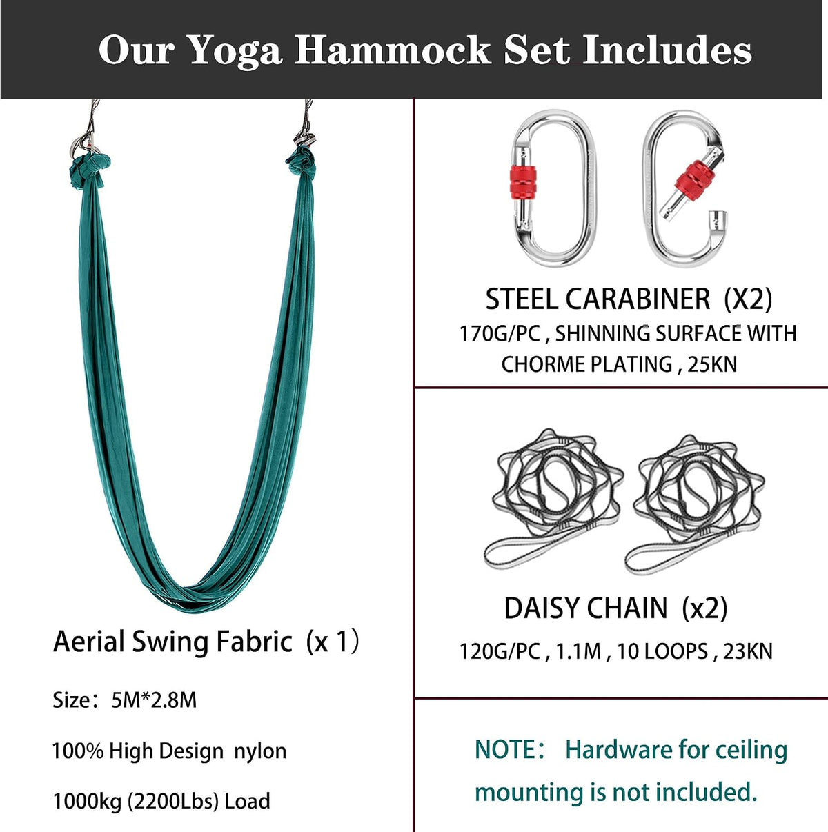 5.5 Yards Aerial silks swing outside yoga hammock,Aerial silk start set