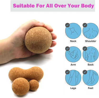 Cork Massage Balls for Fascia Release After Exercise, Yoga,Trigger Point Therapy, Relax Muscles, and Relieve Stress,Set of 2 Classic 2.4 Inch Cork Massage Balls