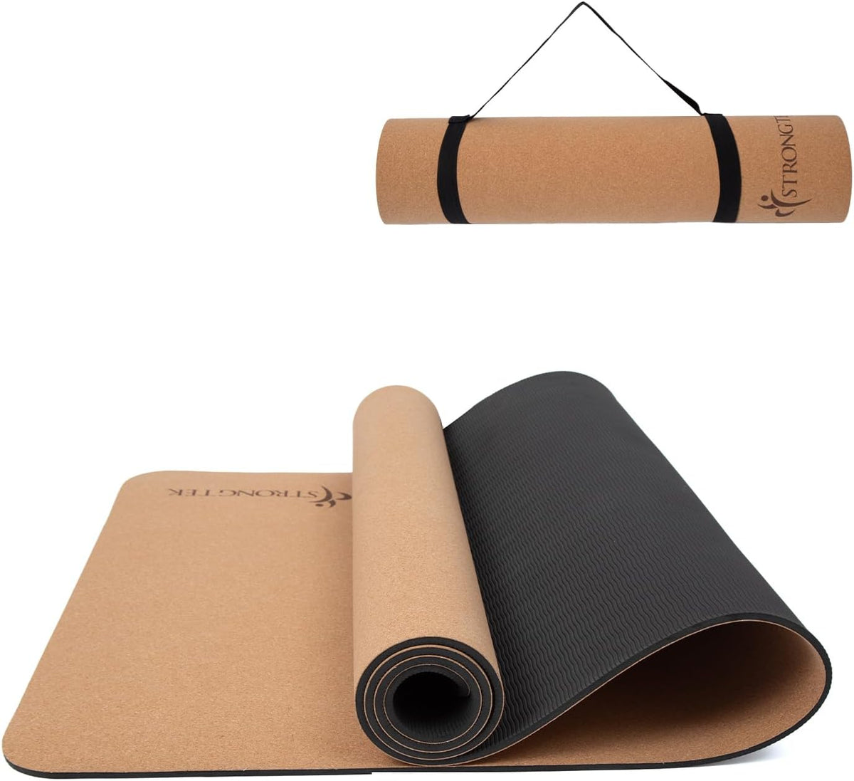 Cork Yoga Mat, Eco-Friendly, TPE Base, 7 mm, 72 x 24 in