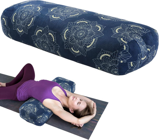 Yoga Bolster Pillow, Rectangular Yoga Bolster for Restorative & Meditation, Professional Meditation Cushion with Carry Handle