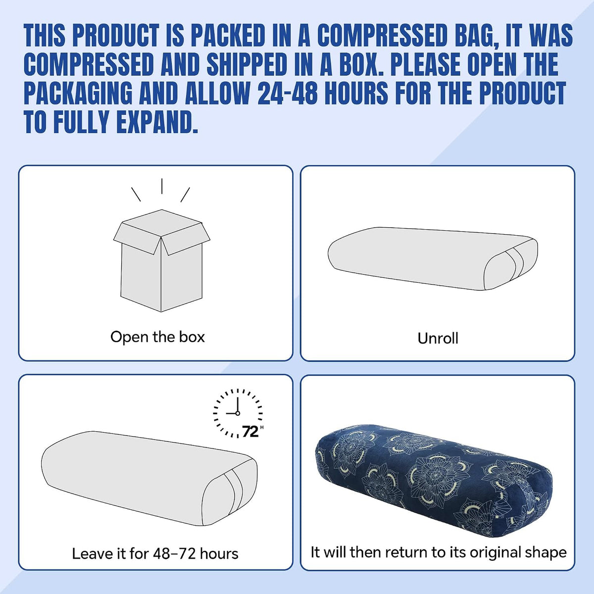 Yoga Bolster Pillow, Rectangular Yoga Bolster for Restorative & Meditation, Professional Meditation Cushion with Carry Handle