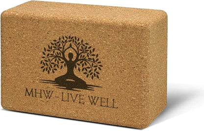 Cork Yoga Block – Single Eco-Friendly, High-Density, Slip-Resistant Yoga Accessory for Stability and Comfort