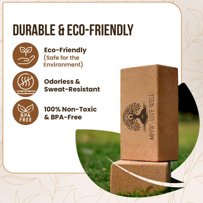 Cork Yoga Block – Single Eco-Friendly, High-Density, Slip-Resistant Yoga Accessory for Stability and Comfort