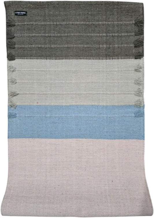 Indian Handmade100 % Organic Anti Skid Multi Colour Cotton Yoga Mat - Eco-Friendly Hand-Woven Rug - Non-Slip & Thick (24”x72”x5mm) for Hot yoga & Everyday Fitness at Home - Comfortable & Foldable Extra-Long Mat