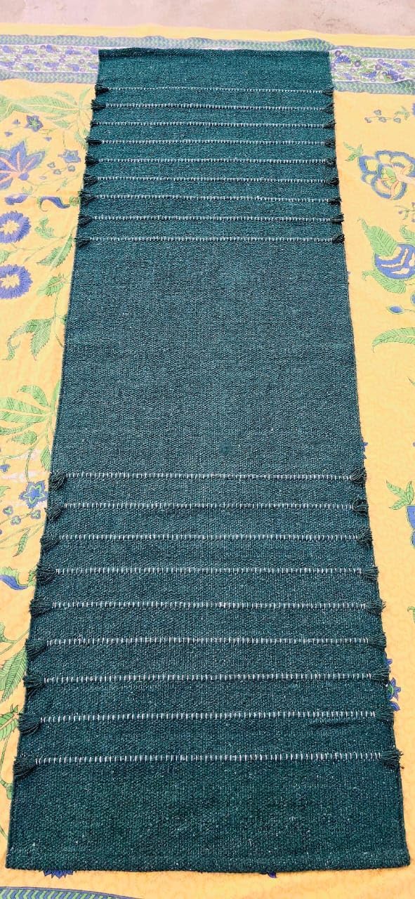 Indian Handmade100 % Organic Anti Skid Multi Colour Cotton Yoga Mat - Eco-Friendly Hand-Woven Rug - Non-Slip & Thick (24”x72”x5mm) for Hot yoga & Everyday Fitness at Home - Comfortable & Foldable Extra-Long Mat