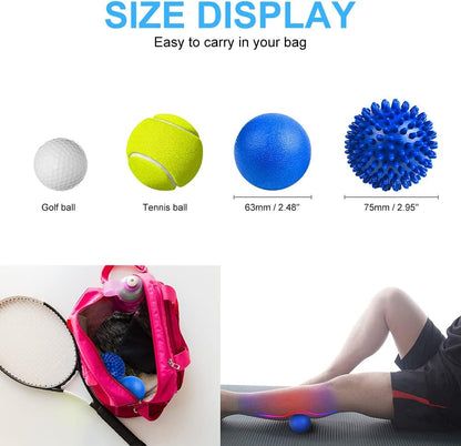 Spiky Massage Ball Set, 2 Pack Physical Therapy Massage Balls, Hard Lacrosse Ball & Spiky Massage Ball for Myofascial Release and Trigger Point Deep Tissue Massage (Red)