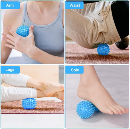 Spiky Massage Ball Set, 2 Pack Physical Therapy Massage Balls, Hard Lacrosse Ball & Spiky Massage Ball for Myofascial Release and Trigger Point Deep Tissue Massage (Red)