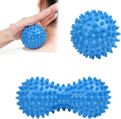 Spiky Massage Ball Set, 2 Pack Physical Therapy Massage Balls, Hard Lacrosse Ball & Spiky Massage Ball for Myofascial Release and Trigger Point Deep Tissue Massage (Red)