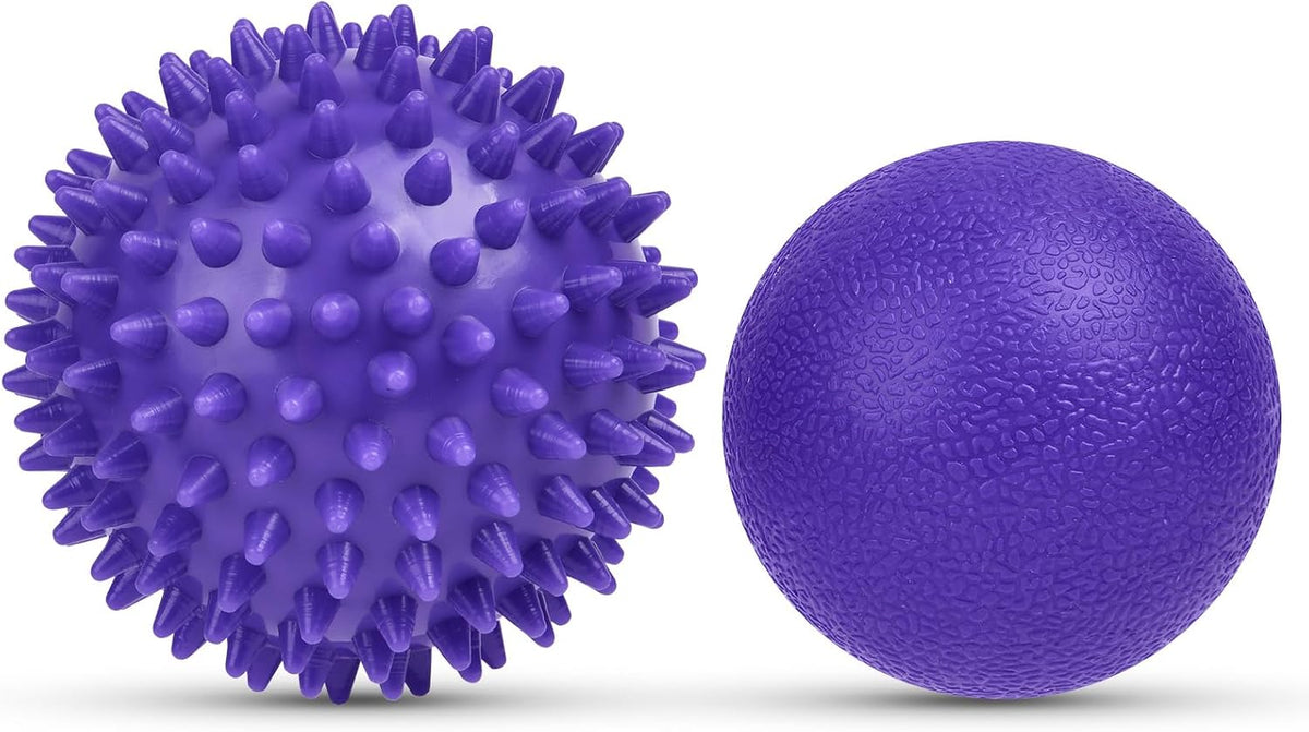 Spiky Massage Ball Set, 2 Pack Physical Therapy Massage Balls, Hard Lacrosse Ball & Spiky Massage Ball for Myofascial Release and Trigger Point Deep Tissue Massage (Red)