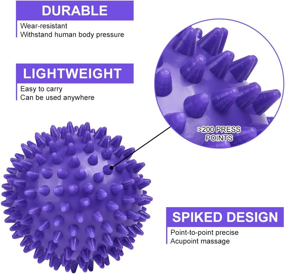 Spiky Massage Ball Set, 2 Pack Physical Therapy Massage Balls, Hard Lacrosse Ball & Spiky Massage Ball for Myofascial Release and Trigger Point Deep Tissue Massage (Red)