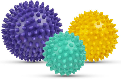 Spiky Massage Ball Set, 2 Pack Physical Therapy Massage Balls, Hard Lacrosse Ball & Spiky Massage Ball for Myofascial Release and Trigger Point Deep Tissue Massage (Red)