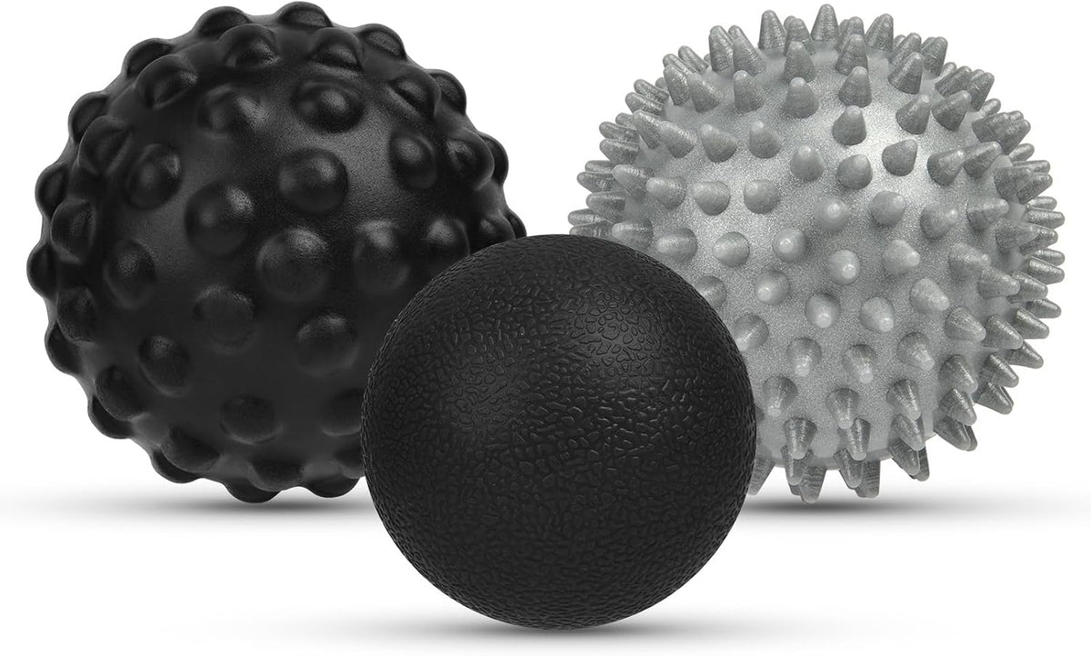 Spiky Massage Ball Set, 2 Pack Physical Therapy Massage Balls, Hard Lacrosse Ball & Spiky Massage Ball for Myofascial Release and Trigger Point Deep Tissue Massage (Red)