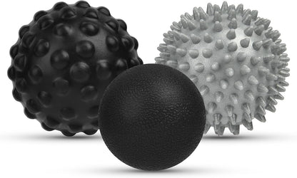 Spiky Massage Ball Set, 2 Pack Physical Therapy Massage Balls, Hard Lacrosse Ball & Spiky Massage Ball for Myofascial Release and Trigger Point Deep Tissue Massage (Red)