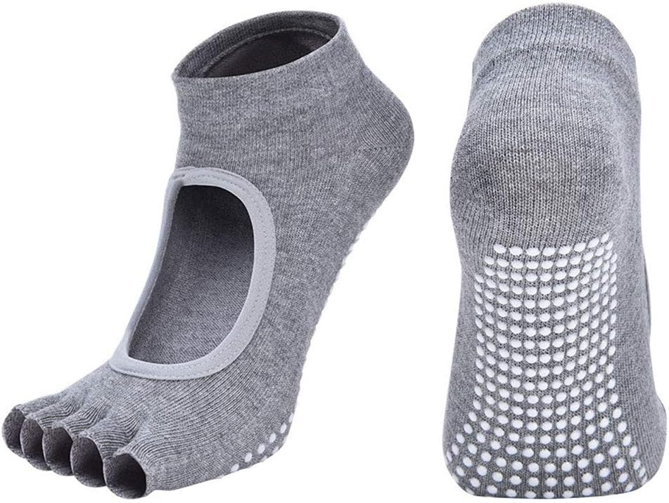 2 Pairs Toeless Yoga Socks Non-Slip Grips for Pilates Ballet Dance Barefoot Workout Cotton Open Toe Sports Socks