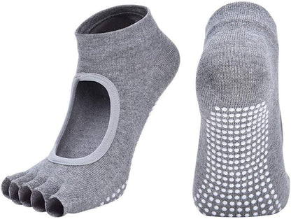 2 Pairs Toeless Yoga Socks Non-Slip Grips for Pilates Ballet Dance Barefoot Workout Cotton Open Toe Sports Socks