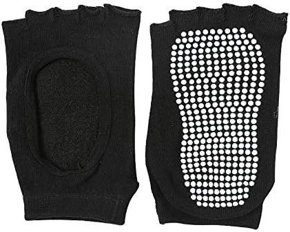 2 Pairs Toeless Yoga Socks Non-Slip Grips for Pilates Ballet Dance Barefoot Workout Cotton Open Toe Sports Socks