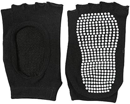 2 Pairs Toeless Yoga Socks Non-Slip Grips for Pilates Ballet Dance Barefoot Workout Cotton Open Toe Sports Socks