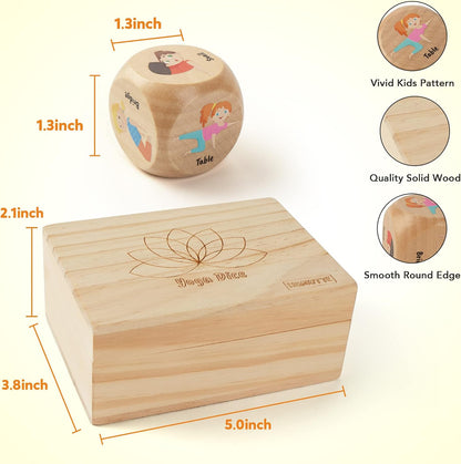 Homotte Wooden Yoga Dice Set for Kids Fun Workout Game