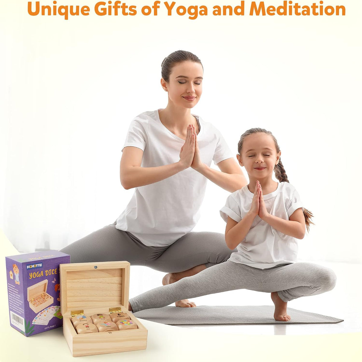 Homotte Wooden Yoga Dice Set for Kids Fun Workout Game
