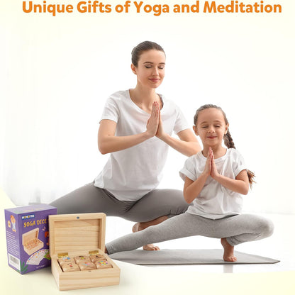 Homotte Wooden Yoga Dice Set for Kids Fun Workout Game