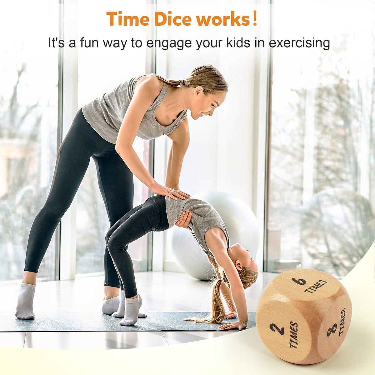 Homotte Wooden Yoga Dice Set for Kids Fun Workout Game