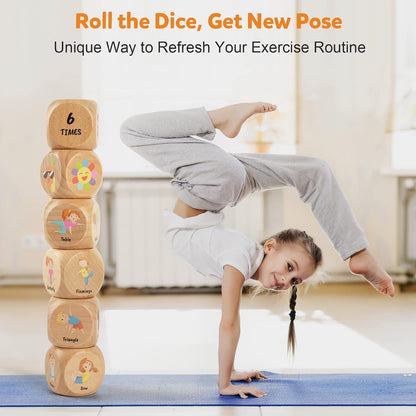 Homotte Wooden Yoga Dice Set for Kids Fun Workout Game