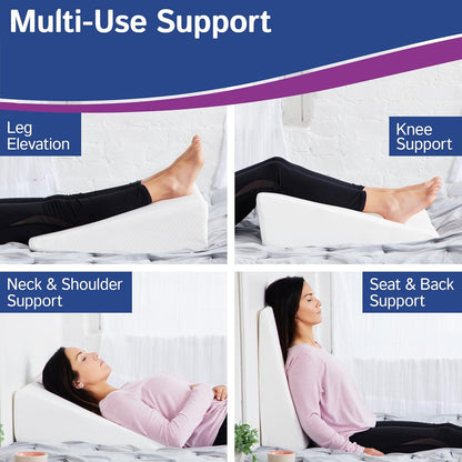 Body Positioner - Premium Memory Foam Wedge Pillow for Sleeping, Sitting, Snoring, Heartburn Relief, Pregnancy, TV, Reading, Backrest, Leg Rest