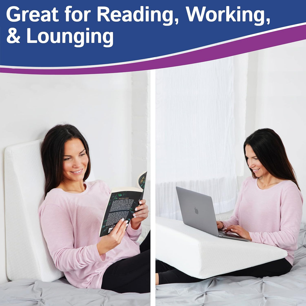 Body Positioner - Premium Memory Foam Wedge Pillow for Sleeping, Sitting, Snoring, Heartburn Relief, Pregnancy, TV, Reading, Backrest, Leg Rest