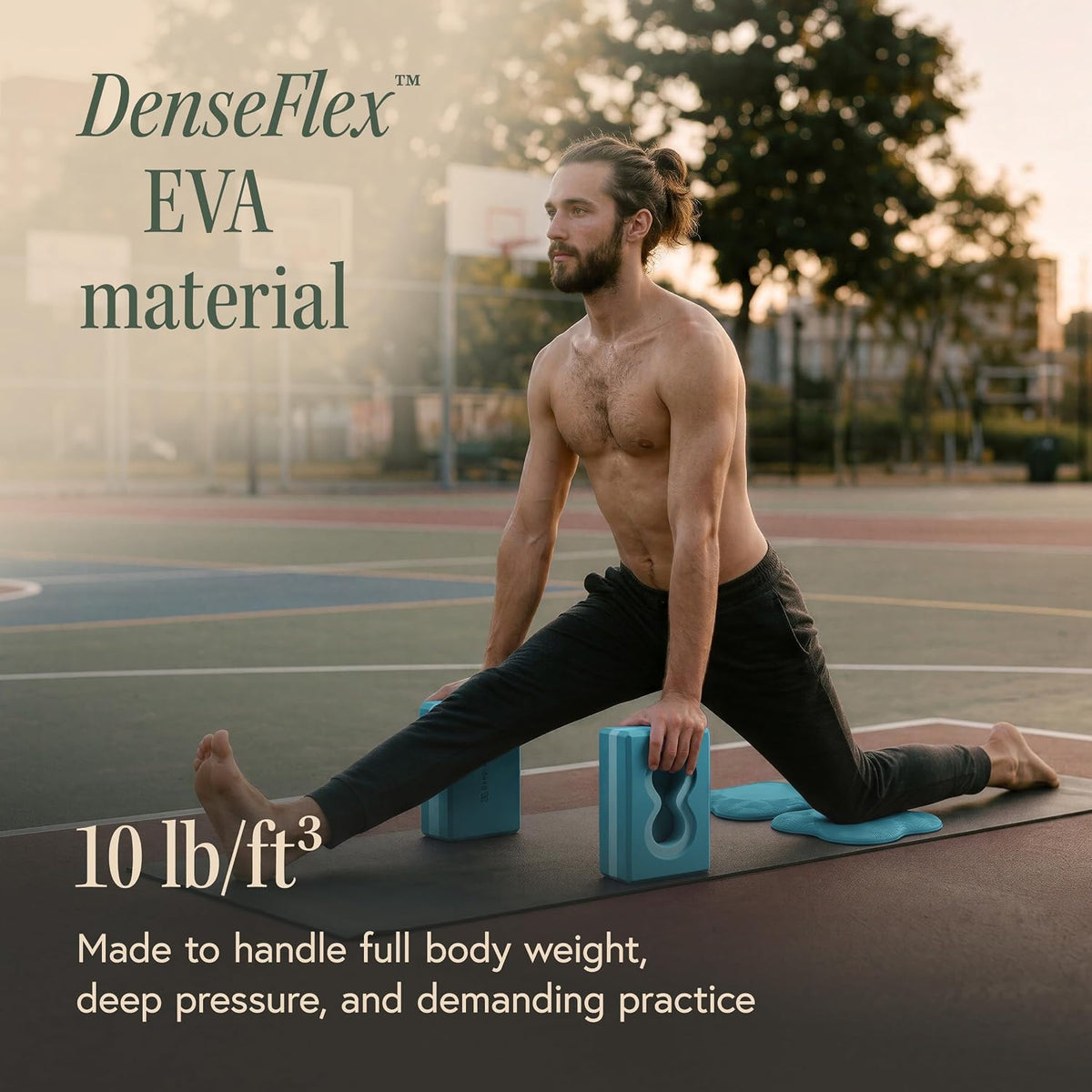 Yoga Blocks Wrist Support; Yoga Blocks 2 Pack with Knee Pads and Strap to Put Less Weight on Wrists; Durable, Versatile Yoga Brick Exercise Block Set, Blocks Yoga