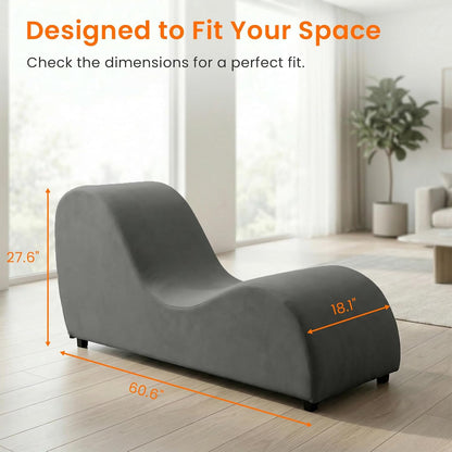 Velvet Ergonomic Relax Yoga Chair, Chaise Lounge Chair -Dark Grey