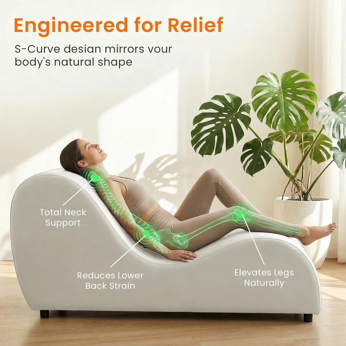Velvet Ergonomic Relax Yoga Chair, Chaise Lounge Chair -Dark Grey