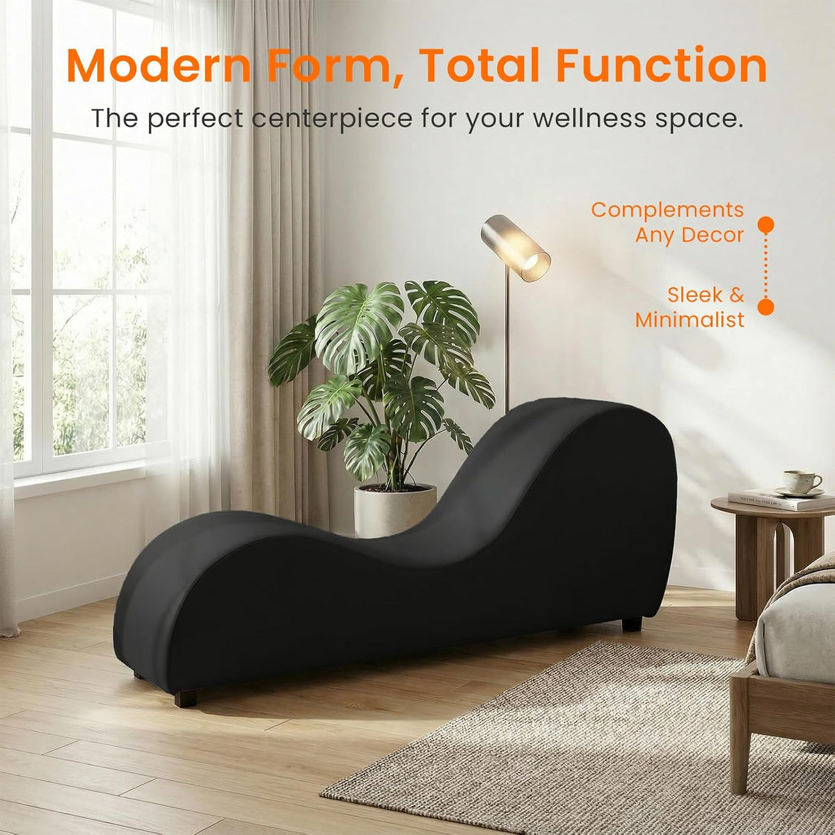 Velvet Ergonomic Relax Yoga Chair, Chaise Lounge Chair -Dark Grey