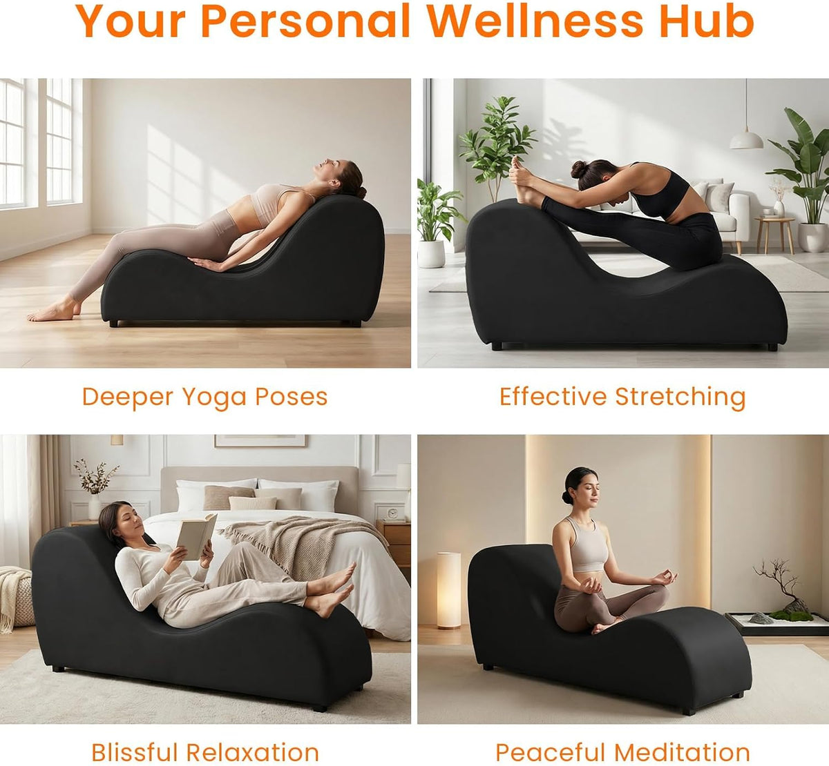 Velvet Ergonomic Relax Yoga Chair, Chaise Lounge Chair -Dark Grey