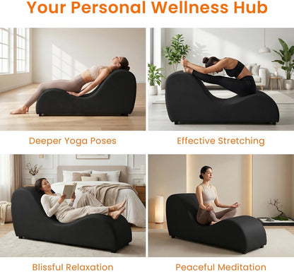Velvet Ergonomic Relax Yoga Chair, Chaise Lounge Chair -Dark Grey