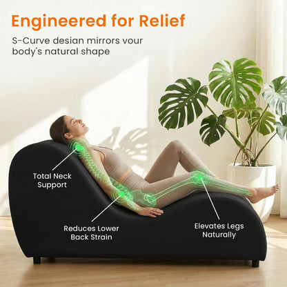 Velvet Ergonomic Relax Yoga Chair, Chaise Lounge Chair -Dark Grey