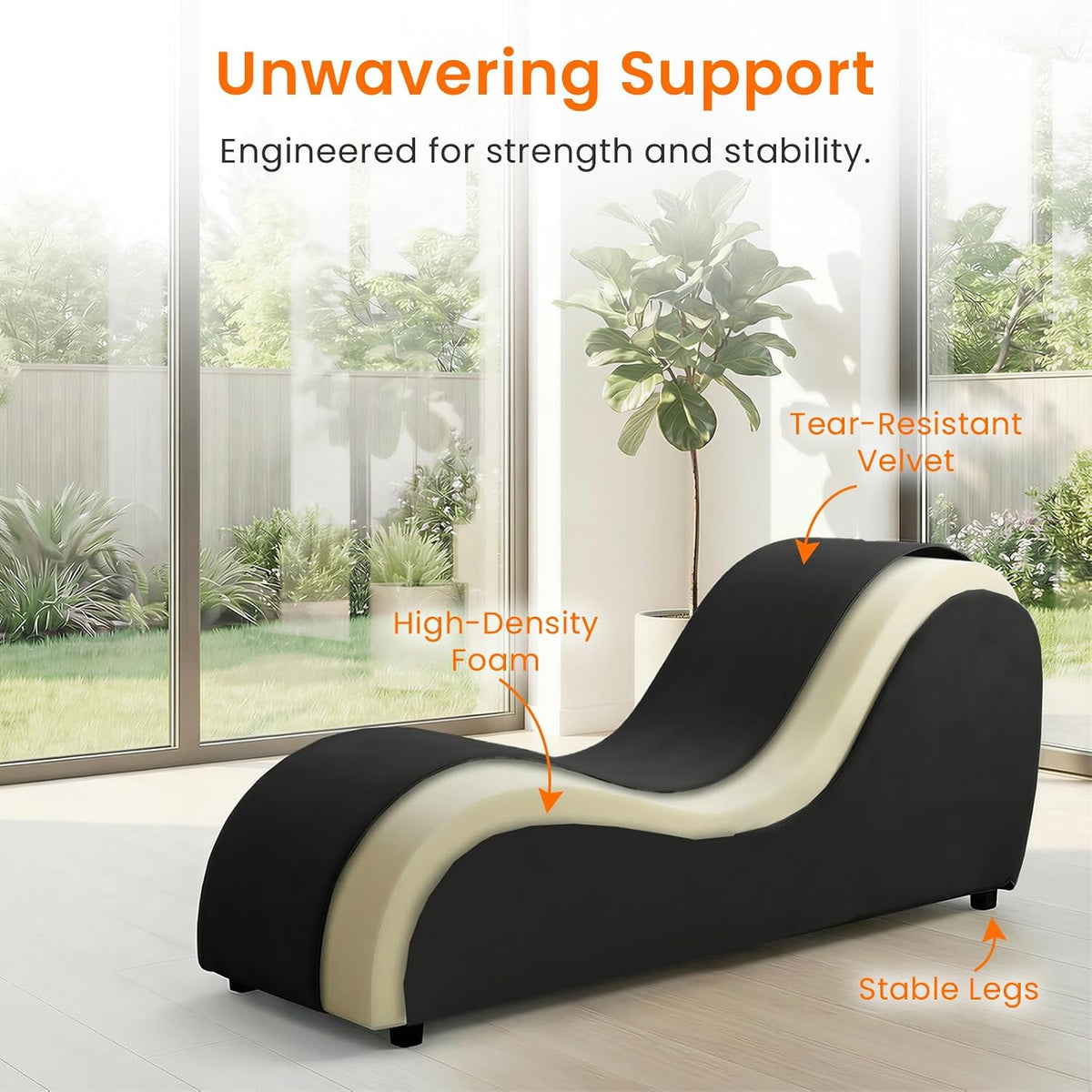 Velvet Ergonomic Relax Yoga Chair, Chaise Lounge Chair -Dark Grey