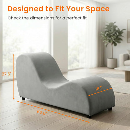 Velvet Ergonomic Relax Yoga Chair, Chaise Lounge Chair -Dark Grey