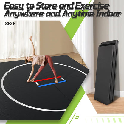 Wrestling Mat 10'x10'/8'x8'/6.6'x10' for Home Outdoor Indoor, 1.2" Thick Foldable XPE Jiu Jitsu Floor Exercise Mat for Gymnastics, PE Training, BJJ, MMA, Martial Art, Grappling, Judo, Boxing, Yoga