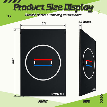 Wrestling Mat 10'x10'/8'x8'/6.6'x10' for Home Outdoor Indoor, 1.2" Thick Foldable XPE Jiu Jitsu Floor Exercise Mat for Gymnastics, PE Training, BJJ, MMA, Martial Art, Grappling, Judo, Boxing, Yoga