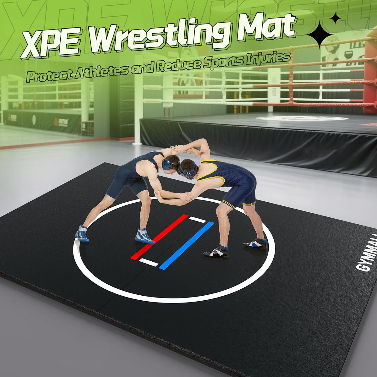 Wrestling Mat 10'x10'/8'x8'/6.6'x10' for Home Outdoor Indoor, 1.2" Thick Foldable XPE Jiu Jitsu Floor Exercise Mat for Gymnastics, PE Training, BJJ, MMA, Martial Art, Grappling, Judo, Boxing, Yoga