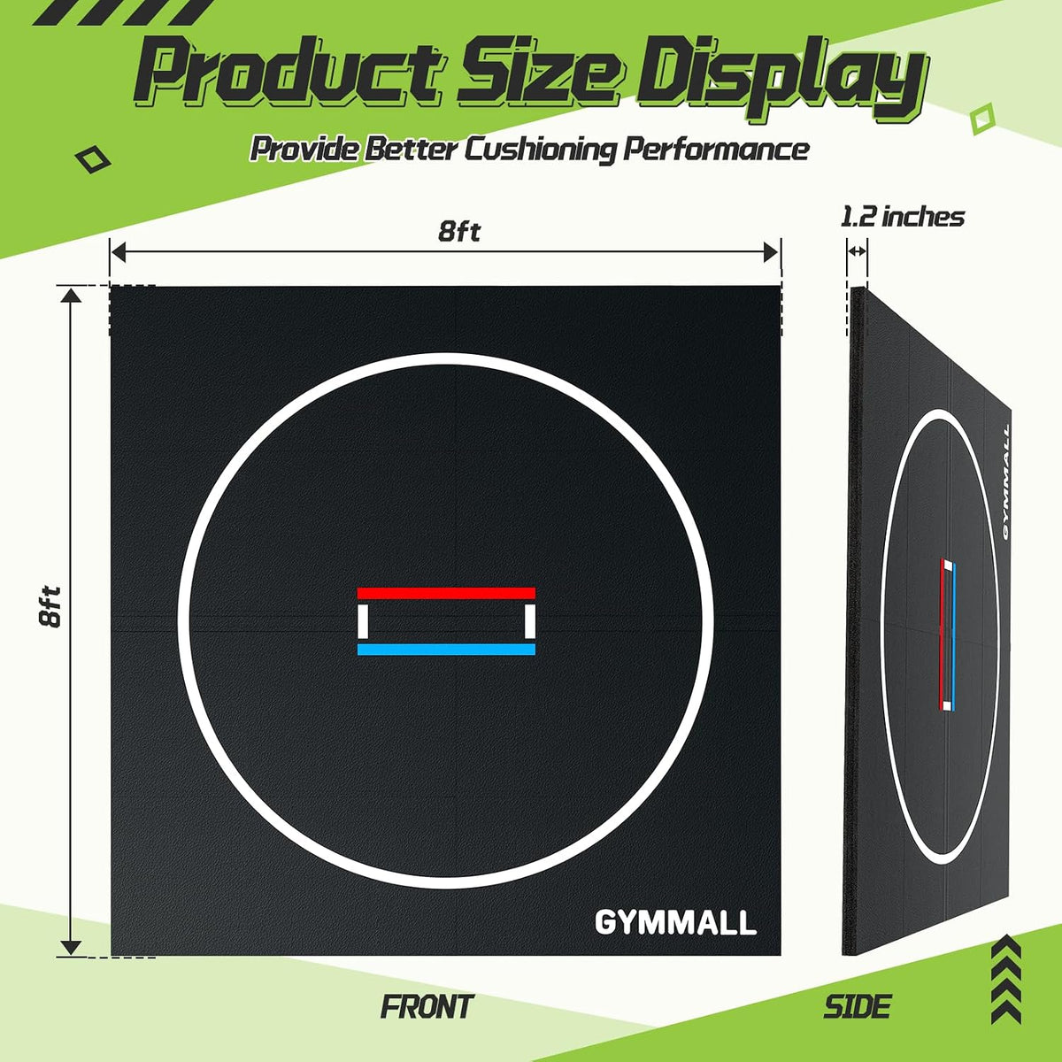 Wrestling Mat 10'x10'/8'x8'/6.6'x10' for Home Outdoor Indoor, 1.2" Thick Foldable XPE Jiu Jitsu Floor Exercise Mat for Gymnastics, PE Training, BJJ, MMA, Martial Art, Grappling, Judo, Boxing, Yoga