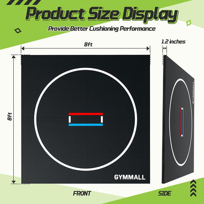 Wrestling Mat 10'x10'/8'x8'/6.6'x10' for Home Outdoor Indoor, 1.2" Thick Foldable XPE Jiu Jitsu Floor Exercise Mat for Gymnastics, PE Training, BJJ, MMA, Martial Art, Grappling, Judo, Boxing, Yoga