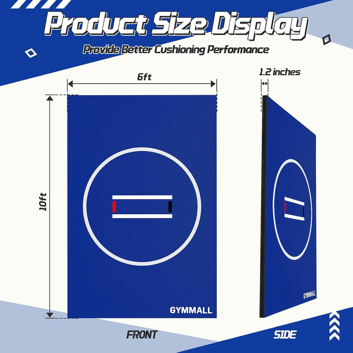 Wrestling Mat 10'x10'/8'x8'/6.6'x10' for Home Outdoor Indoor, 1.2" Thick Foldable XPE Jiu Jitsu Floor Exercise Mat for Gymnastics, PE Training, BJJ, MMA, Martial Art, Grappling, Judo, Boxing, Yoga